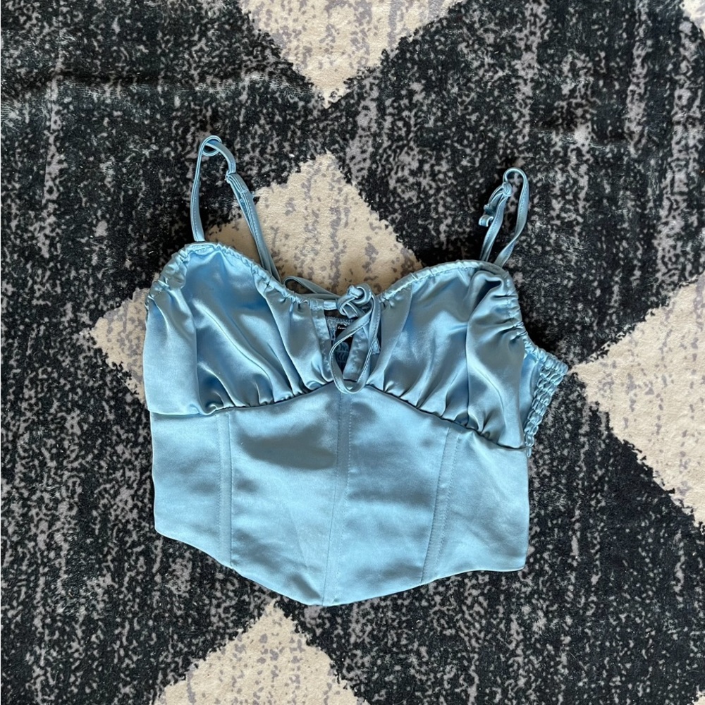 Kendall & Kylie Blue Satin Top